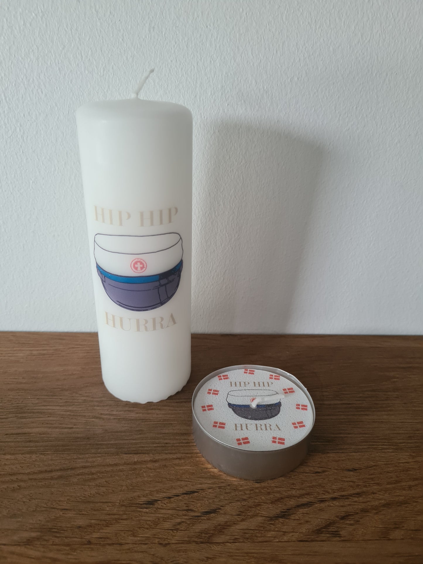 Fyrfadslys m BLÅ studenterhue