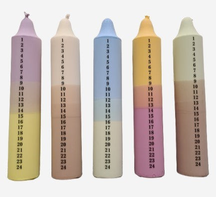 HÅNDLAVET Kalenderlys - limegrøn/mocca